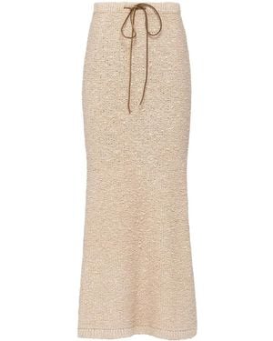 Prada Drawstring Bouclé Maxi Skirt - Natural