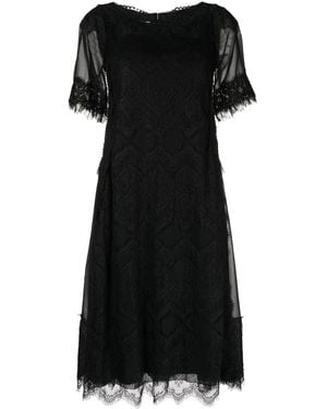 Shiatzy Chen Lace-Design Midi Dress - Black