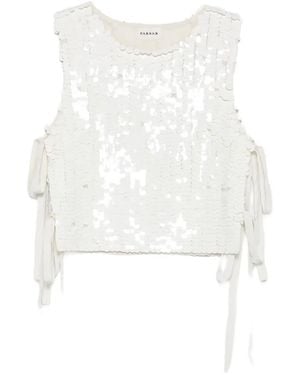 P.A.R.O.S.H. Sequin-Embellished Side-Tie Top - White
