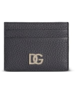 Dolce & Gabbana Calfskin Card Holder With Logo - Gray