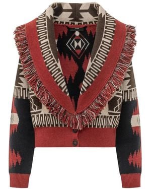 Alanui Icon Fringe-Trim Cardigan - Red