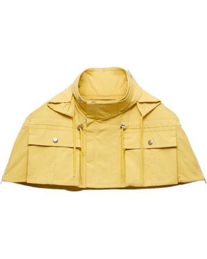Prada Hooded Flap-Pocket Cape - Yellow