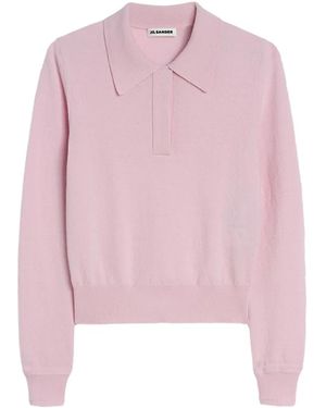 Jil Sander Jersey Tipo Polo De Lana - Rosa