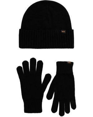 BOSS Logo-Patch Hat & Gloves Set - ブラック