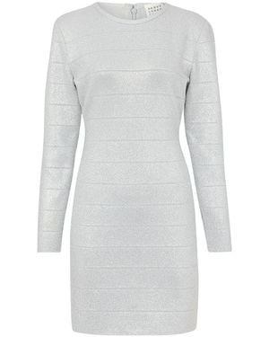 Hervé Léger Metallic Long-Sleeve Minidress - White