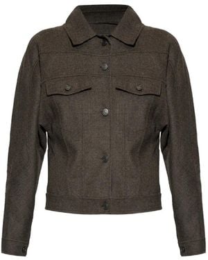 Max Mara Felted Wool Trucker Jacket - Gray
