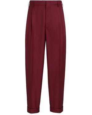Brunello Cucinelli Virgin Wool Trousers - Red
