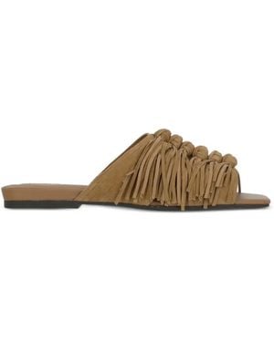 Ash Brigitte Fringe Braided Sandals - Brown