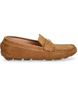 Pollini Logo-Plaque Suede Loafers - Brown
