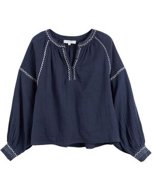Chinti & Parker St. Tropez Embroidered-Detail Blouse - Blue