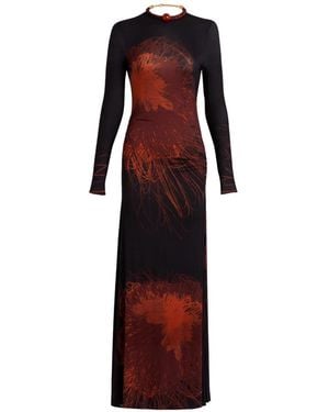 Silvia Tcherassi Gabbice Graphic-Print Ruched Maxi Dress - Red