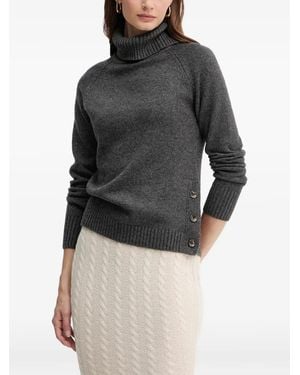Silvian Heach Essencial Button-Detail Turtleneck Jumper - Grey