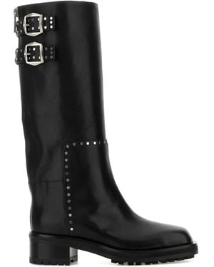 Jimmy Choo 50mm Brooklyn Kb Buckle Studded Boots - Black