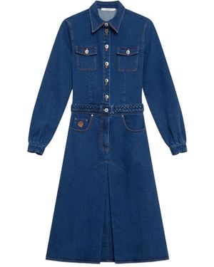 Maliparmi Braided-Belt Denim Midi Dress - Blue