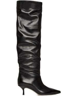 SCAROSSO Barbara Pointed-Toe Ruched Boots - Black