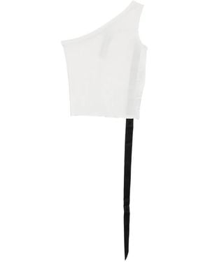 Rick Owens Drkshdw Ziggy One-Shoulder Top With Ribbon - White