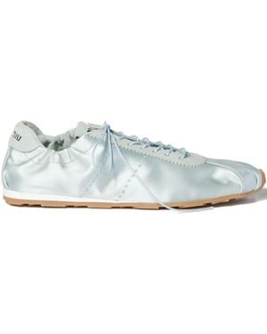 Miu Miu Plume Satin Trainers - White