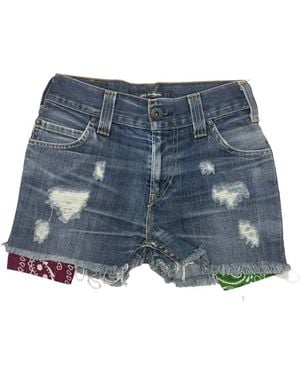 HTC Distressed Bandana-Insert Shorts - Blue