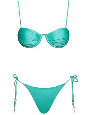 Noire Swimwear Bikini À Fronces - Vert