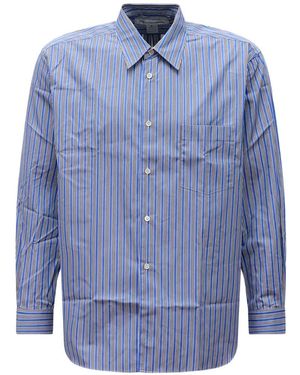 Comme des Garçons Striped Pocket-Detail Shirt - Blue