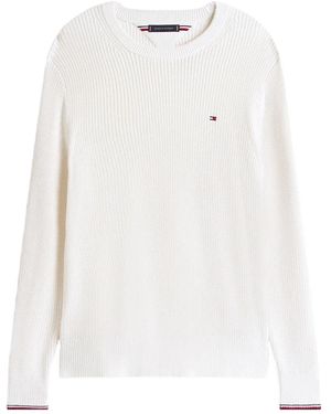 Tommy Hilfiger Pullover Mit Gerippten Bündchen - Weiß