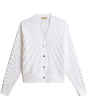 Woolrich Cardigan Côtelé À Col V - White
