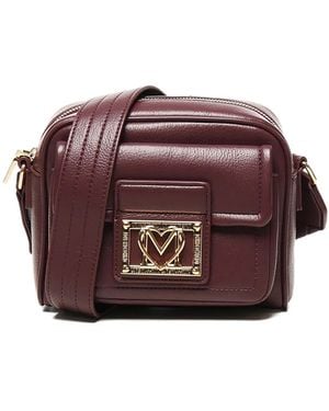 Love Moschino Logo-Plaque Flap Shoulder Bag - Purple