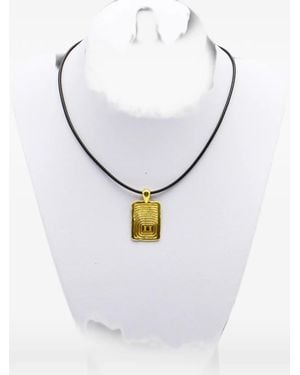 Ellery Zodiac-Engraved Rectangular-Pendant Necklace - White
