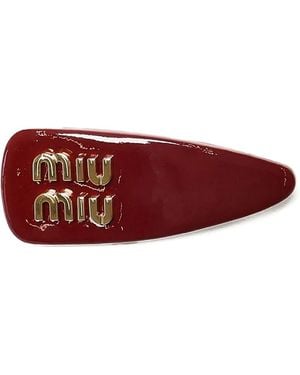 Miu Miu Logo-Lettering Hair Clip - Red