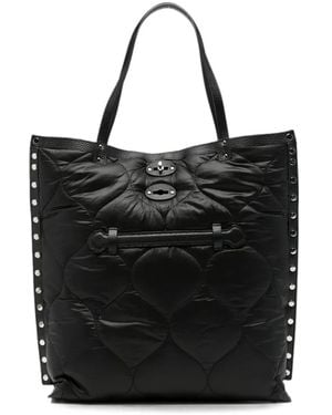 Zanellato Medium A'Spasso Lunaria Quilted Stud-Embellished Tote Bag - Black