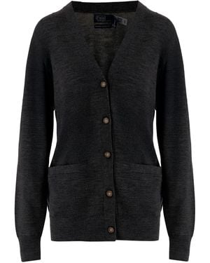 Polo Ralph Lauren Button-Front Patch-Pocket Cardigan - Black