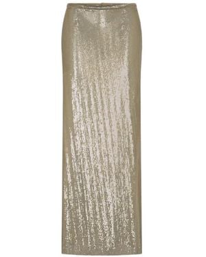Rabanne Metallic Mesh-Knit Long Skirt - Natural