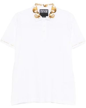 Versace Jeans Couture Baroque-Pattern-Collar Polo Shirt - White
