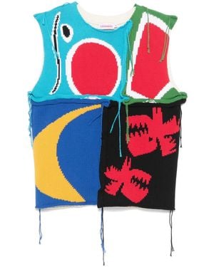 Charles Jeffrey Patchwork-Design Vest - Blue