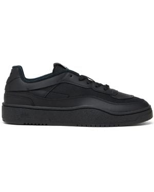 DIESEL S-Oval Skate-Fabric-Panelled Leather Trainers - Black