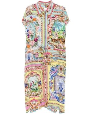CAMILLA Floral-Print Shirt Midi Dress - White