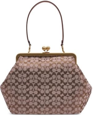 COACH Large Kisslock Clutch Bag - Brown