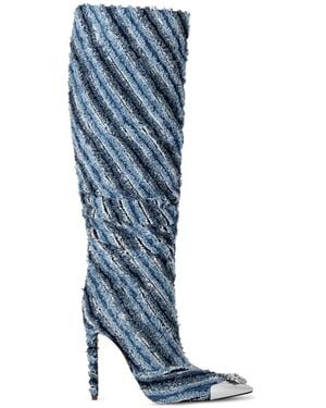 Philipp Plein 120Mm Mix Denim High Boots - Blue