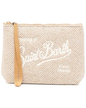 MC2 Saint Barth Clutch Mit Strass Und Fischgrätenmuster - Natur