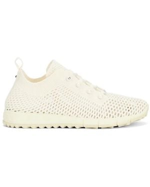 Jimmy Choo Veles Pearl-Embellished Knitted Trainers - White