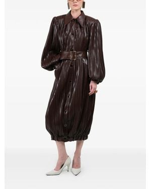 ROWEN ROSE Pleated Long Bomber Coat - Black
