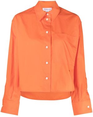 Victoria Beckham Button-Up Cropped Shirt - Orange