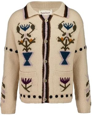 BAZISZT Garden Floral Cardigan - Natural