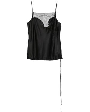 Carine Gilson Lace-Trim Silk-Satin Camisole - Black