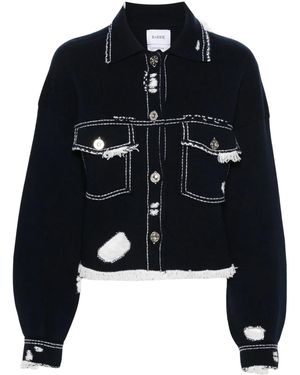 Barrie Giacca Denim Con Frange - Blu