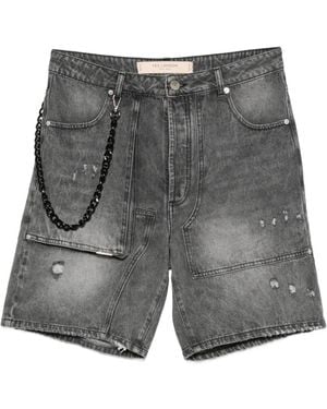 Yes London Distressed-Effect Chain-Detail Shorts - Grey
