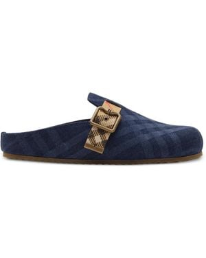 Burberry Check Denim Urchin Clogs - Blue