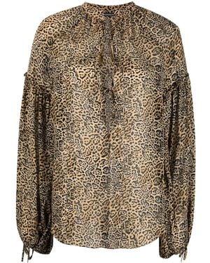 WANDERING Leopard Print Blouse - Brown
