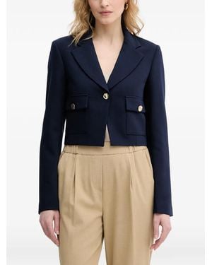 Benetton Cropped Notched-Lapel Blazer - Blue