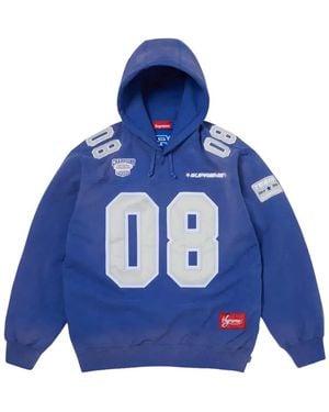 Supreme Logo-Patch Jersey Hoodie - Blue
